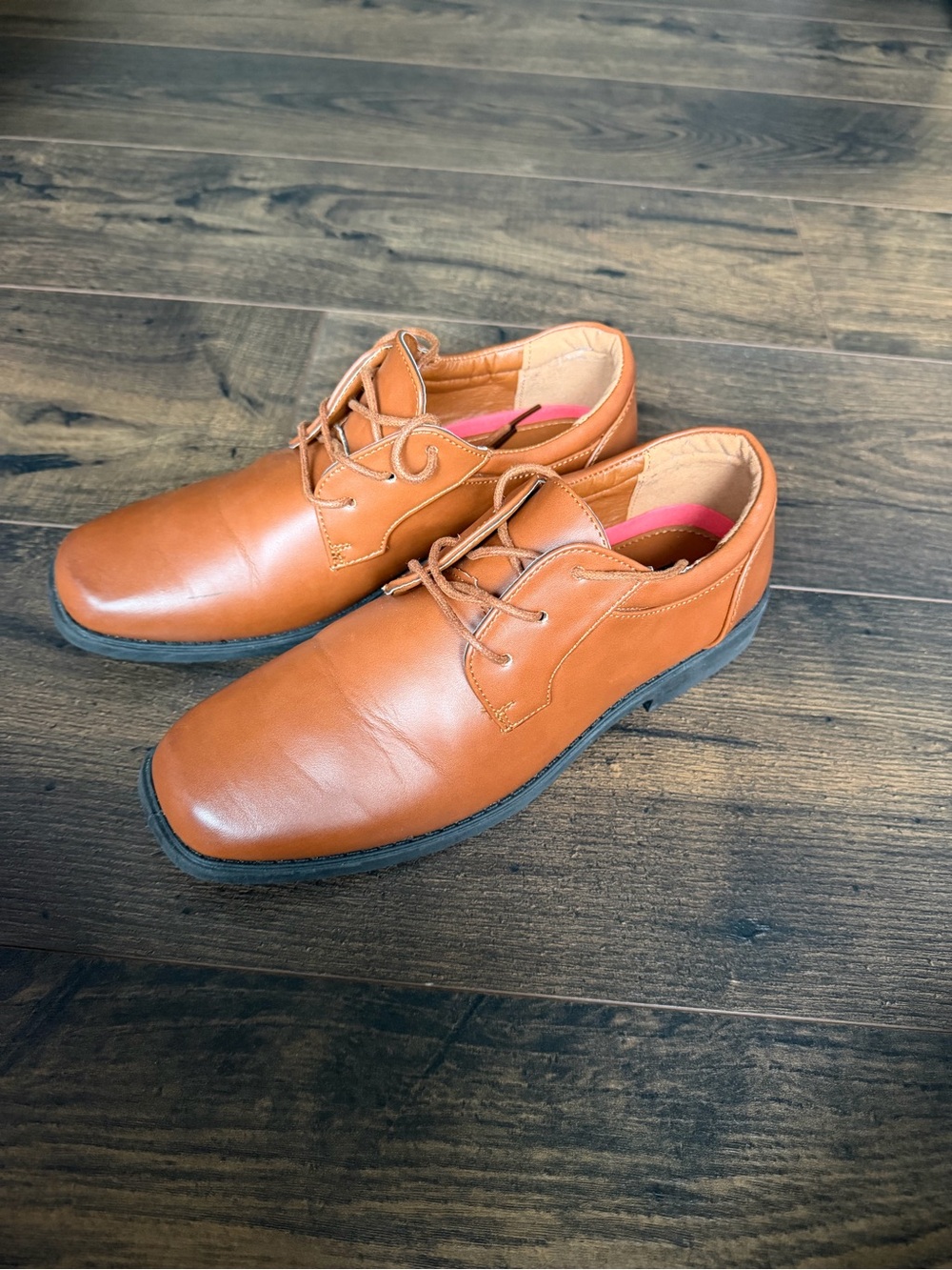 Josmo Boys Tan Cognac Brown Lace Up Dress Shoes Oxford Derby‎ Size 5 Kids